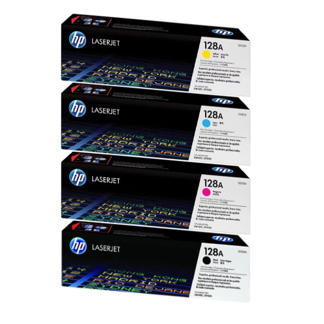 HP 128A Black/Cyan/Magenta/Yellow Standard Yield Toner Cartridge, Pack Of 4 - DealJustDeal