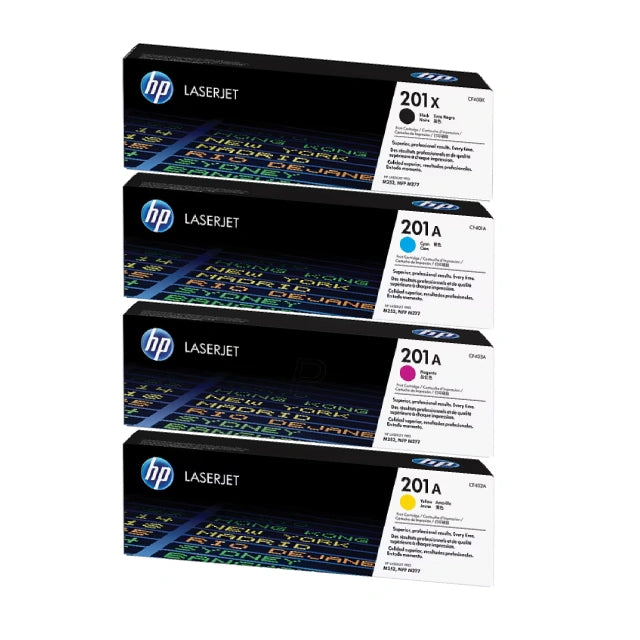 HP 201X Black High Yield, 201A Cyan/Magenta/Yellow Standard Yield Toner Cartridge, Pack Of 4 - DealJustDeal