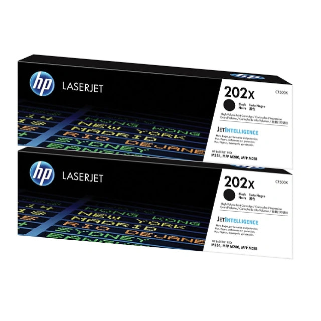 HP 202X Black High Yield Toner Cartridge (CF500X), Pack Of 2 - DealJustDeal
