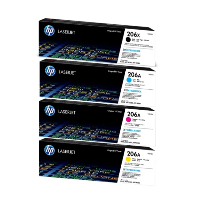 HP 206X Black High Yield, 206A Cyan/Magenta/Yellow Standard Yield Toner Cartridge, Pack Of 4 - DealJustDeal