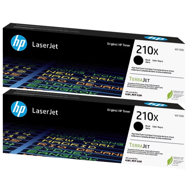 HP 210X Black High Yield Toner Cartridge (W2100X), Pack Of 2 - DealJustDeal