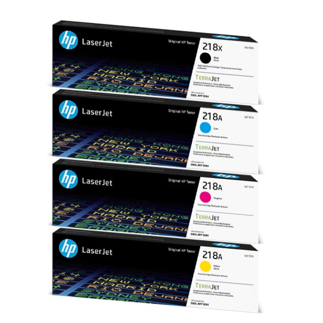 HP 218X Black High Yield, 218A Cyan/Magenta/Yellow Standard Yield Toner Cartridge, Pack Of 4 - DealJustDeal