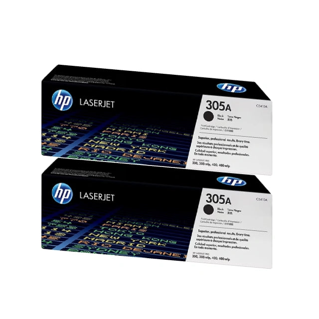 HP 305A Black Standard Yield Toner Cartridge (CE410A), Pack Of 2 - DealJustDeal