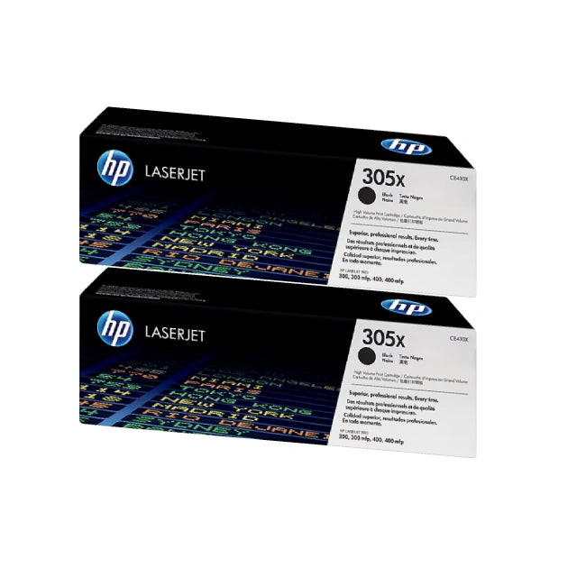 HP 305X Black High Yield Toner Cartridge (CE410X), Pack Of 2 - DealJustDeal