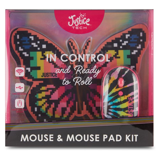 Justice Optical Mouse with Mousepad and Nano USB Receiver, Butterfly shape - DealJustDeal