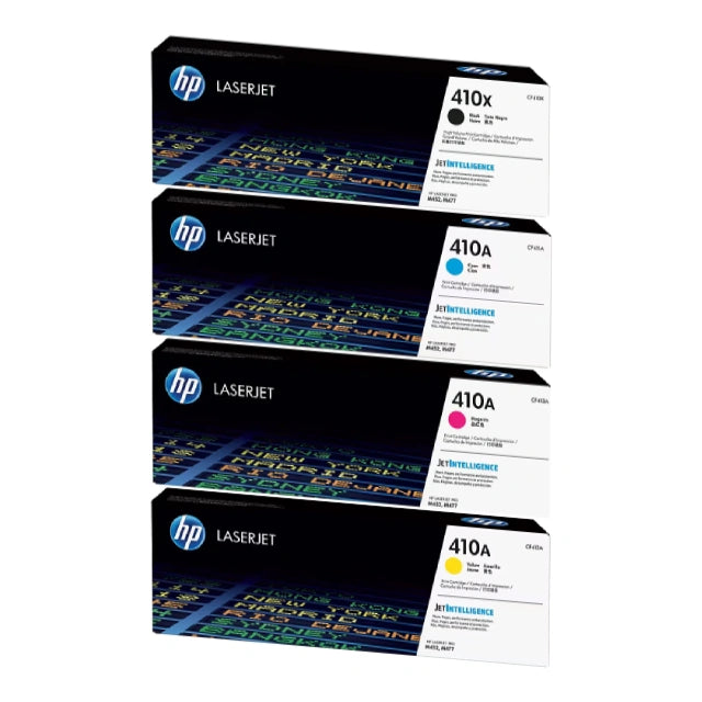 HP 410X Black High Yield, 410A Cyan/Magenta/Yellow Standard Yield Toner Cartridge, Pack Of 4 - DealJustDeal