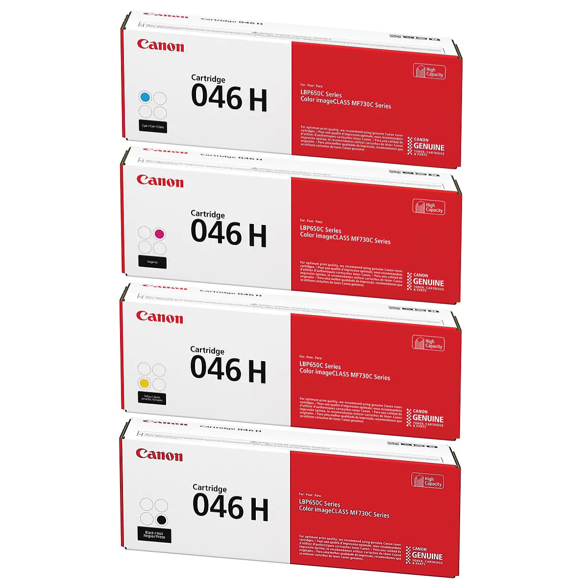 Canon 046 H Black, Cyan, Magenta, Yellow High Yield Toner Set, Pack of 4 - DealJustDeal