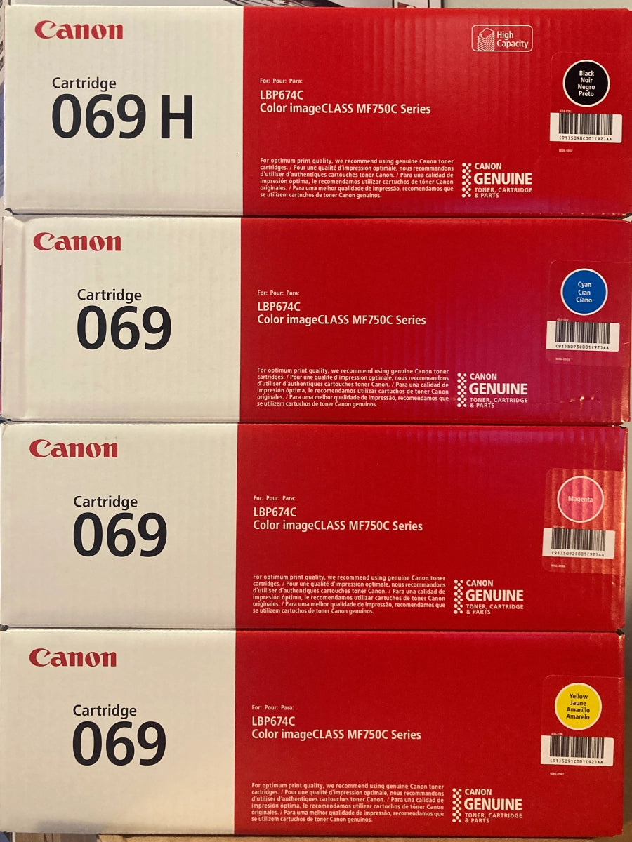 Canon 069 H Black High Yield, 069 Cyan/Magenta/Yellow Standard Yield Toner Cartridges Set, Pack Of 4 - DealJustDeal
