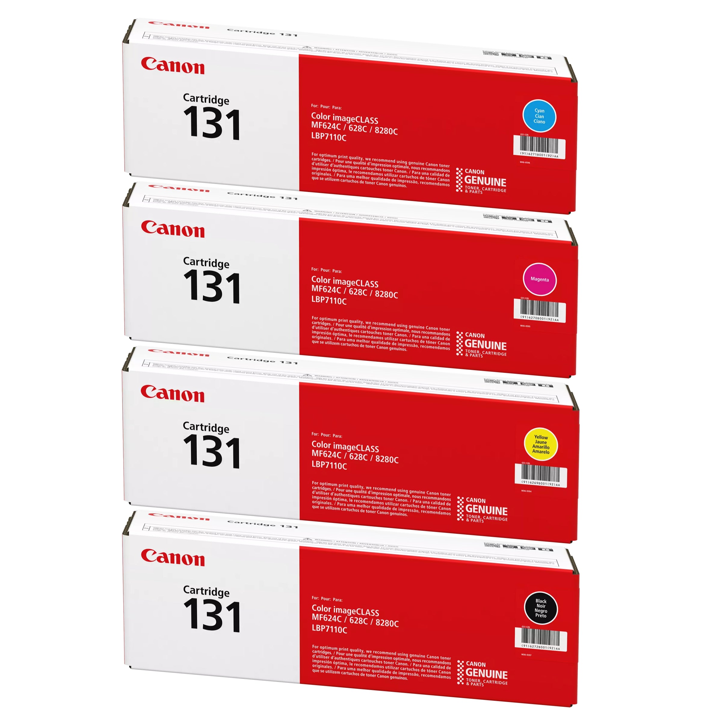 Canon 131 Black/Cyan/Magenta/Yellow Standard Yield Toner Cartridge, 4/Pack - DealJustDeal