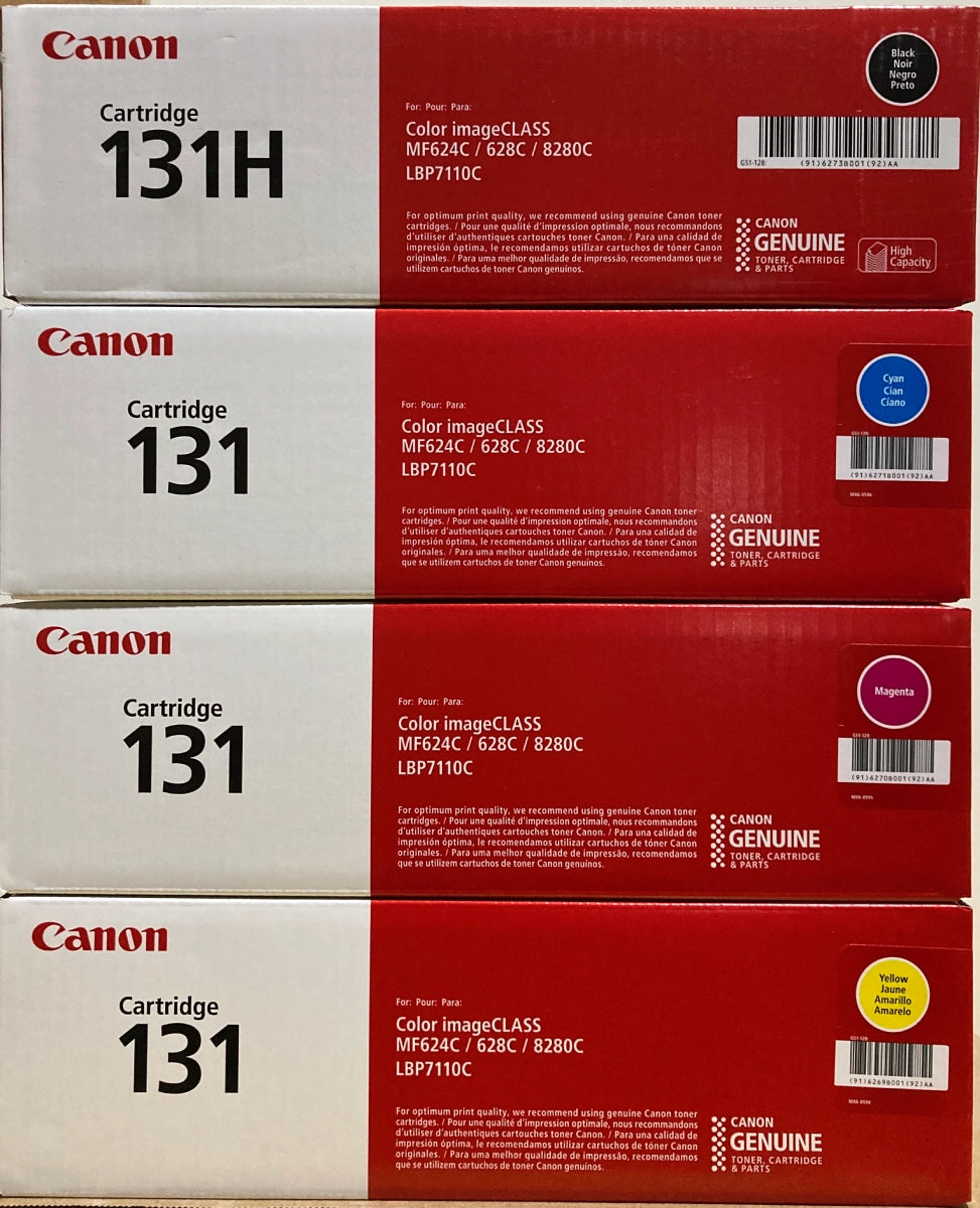Canon 131 H Black High Yield, 131 Cyan/Magenta/Yellow Standard Yield Toner Cartridge, 4/Pack - DealJustDeal