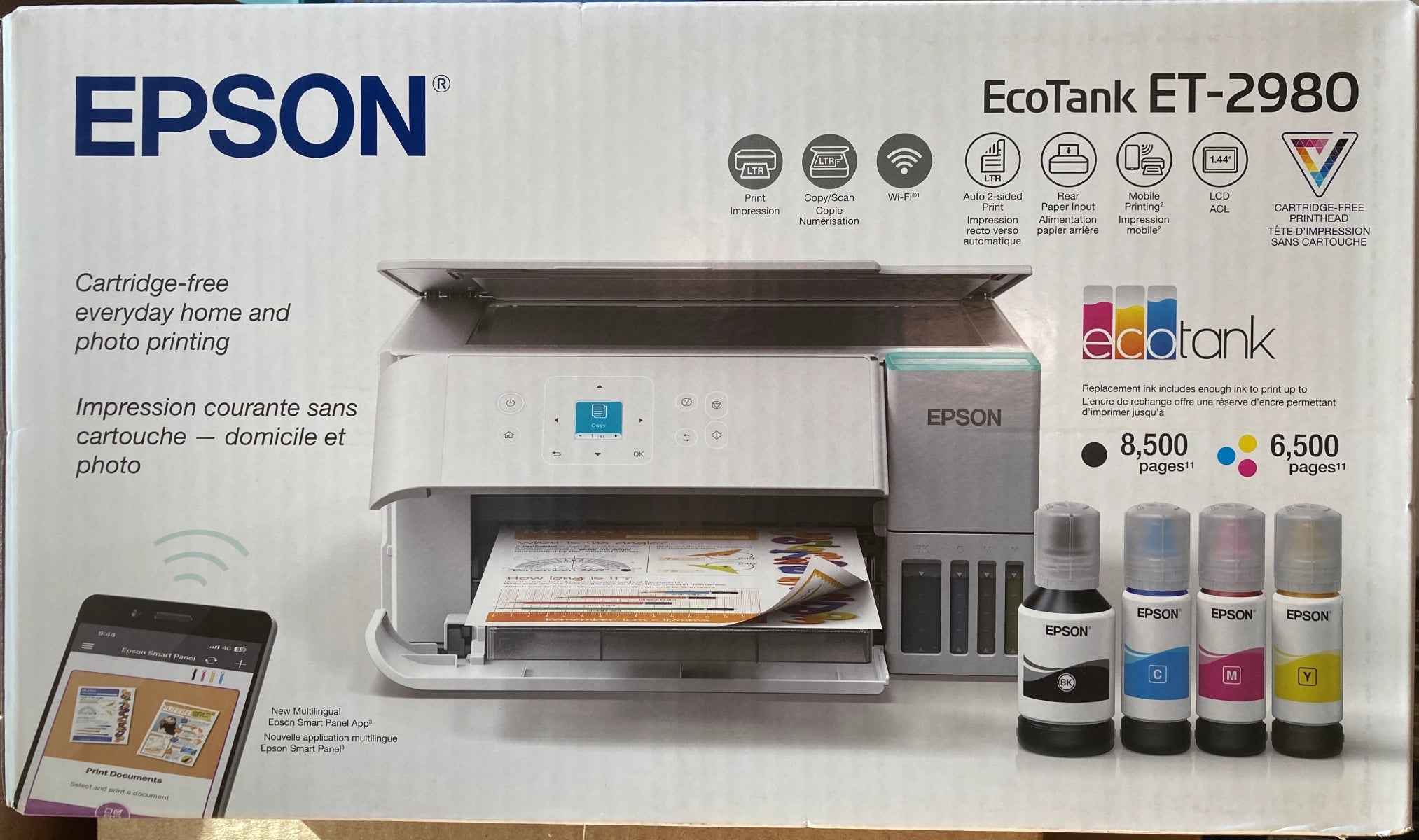 Epson EcoTank ET-2980 Wireless All-in-One Color Supertank Printer, White (C11CL41202) - DealJustDeal