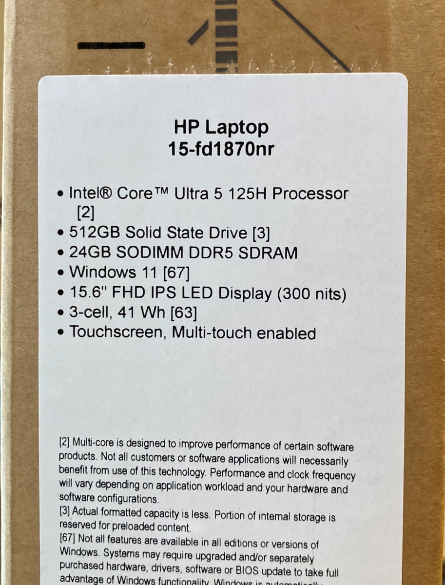 HP 15.6" FHD Touchscreen Laptop, Intel Core Ultra 5 125H, 24GB RAM, 512GB SSD - DealJustDeal