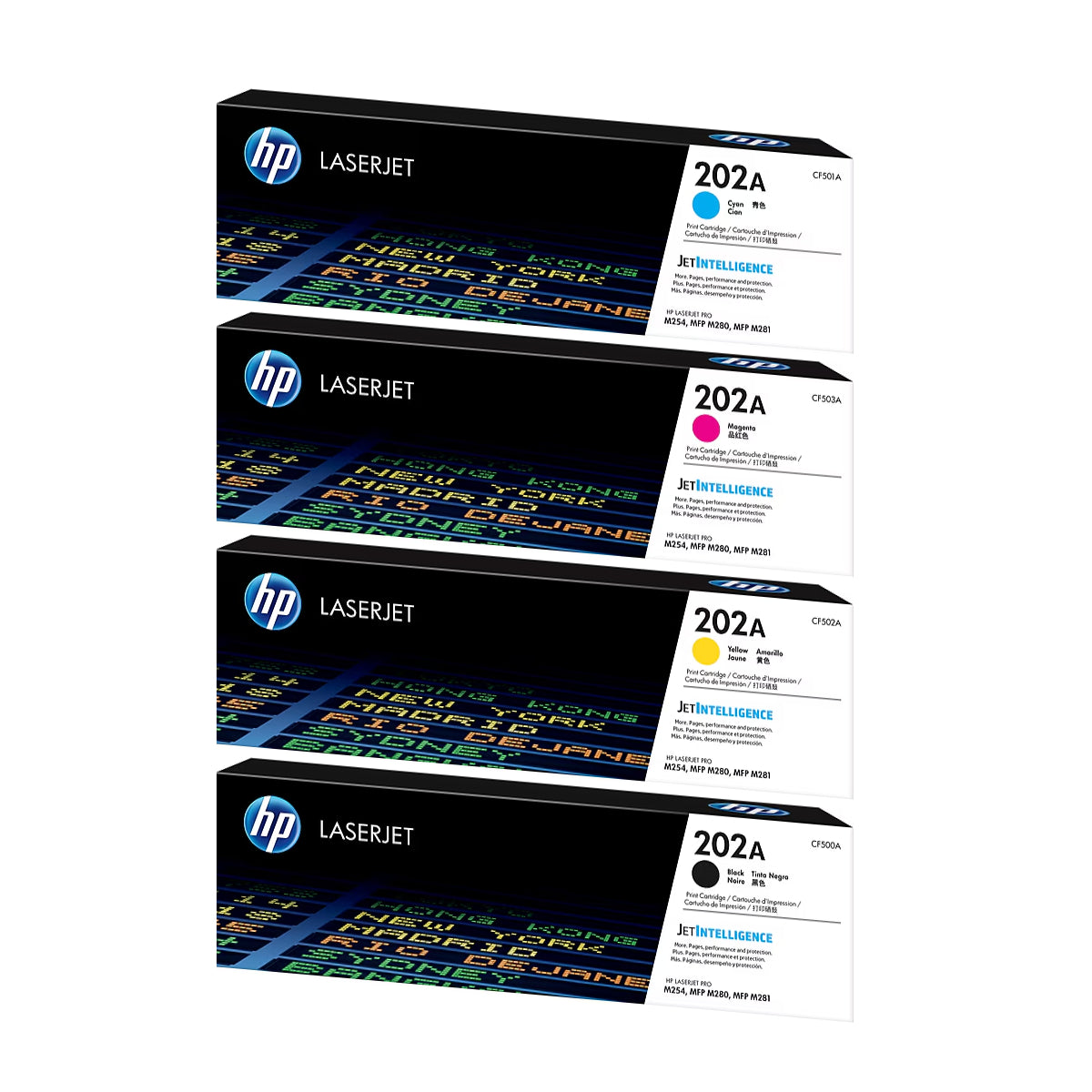 HP 202A Black/Cyan/Magenta/Yellow Standard Yield Toner Cartridge, Pack Of 4 - DealJustDeal