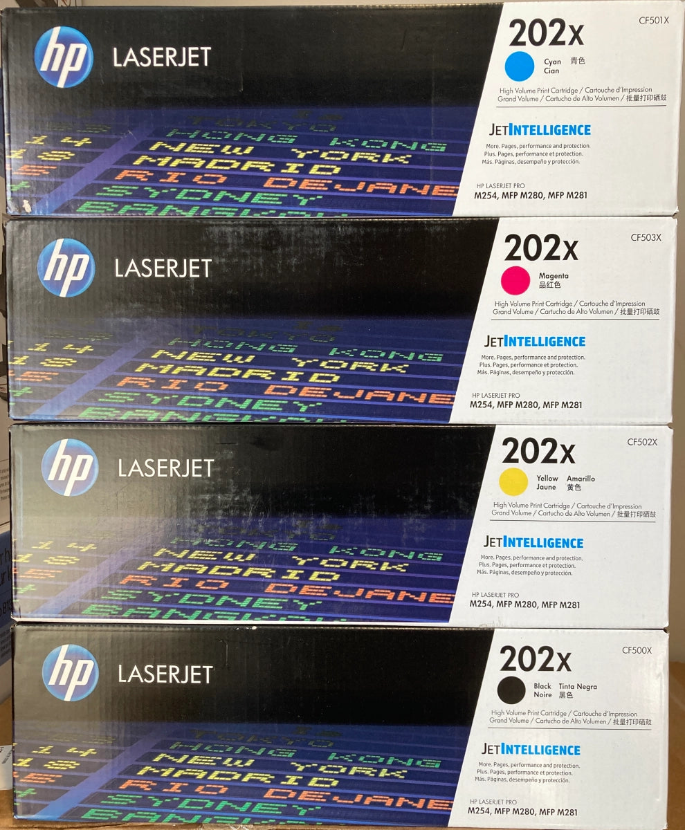 HP 202X Black/Cyan/Magenta/Yellow High Yield Toner Cartridge, Pack Of 4 - DealJustDeal