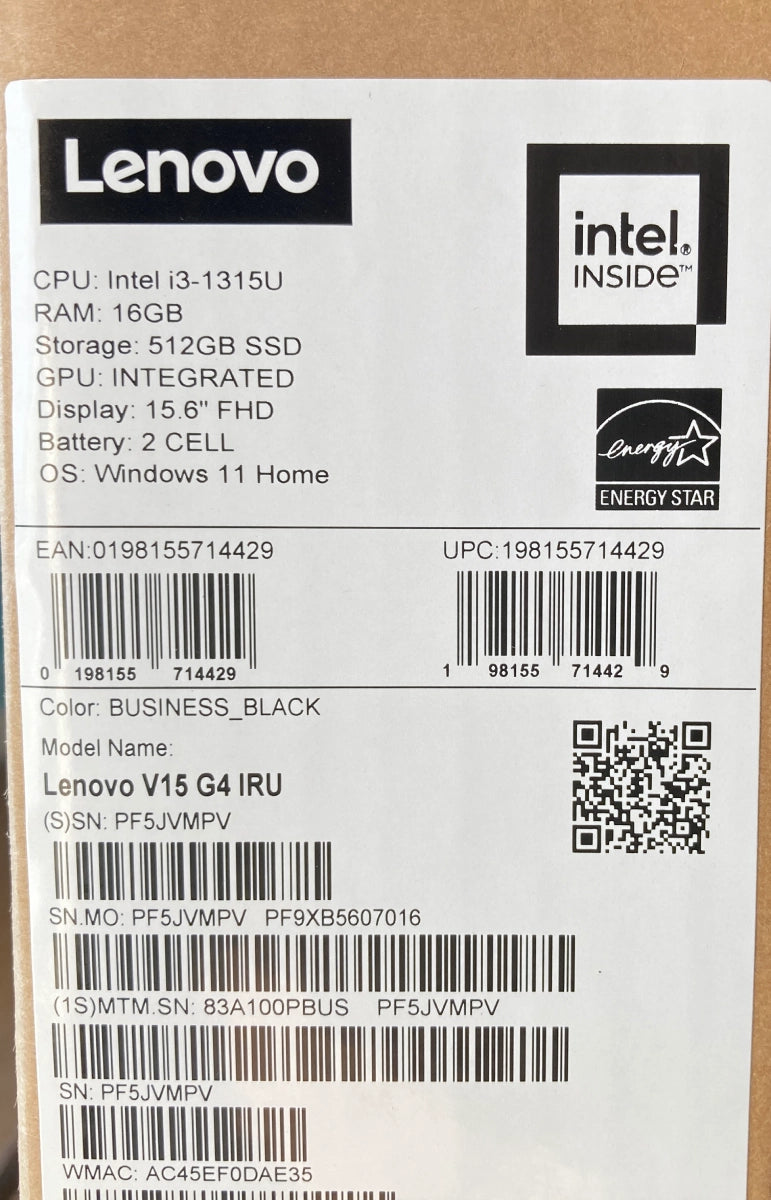 Lenovo V15 G4 IRU 15.6" Laptop, i3-1315U, 16GB RAM, 512GB SSD, Windows 11 H - DealJustDeal