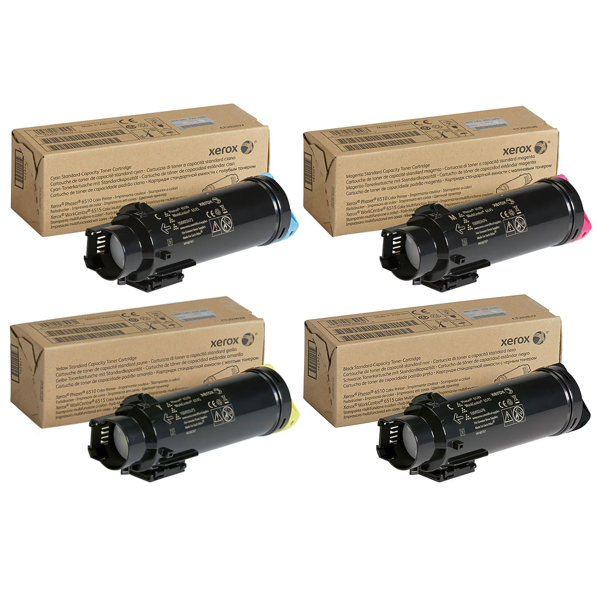 Xerox 106R03476, 106R03473, 106R03474, 106R03475 Black/Cyan/Magenta/Yellow Standard Yield Toner Cartridge Set, Pack Of 4 - DealJustDeal