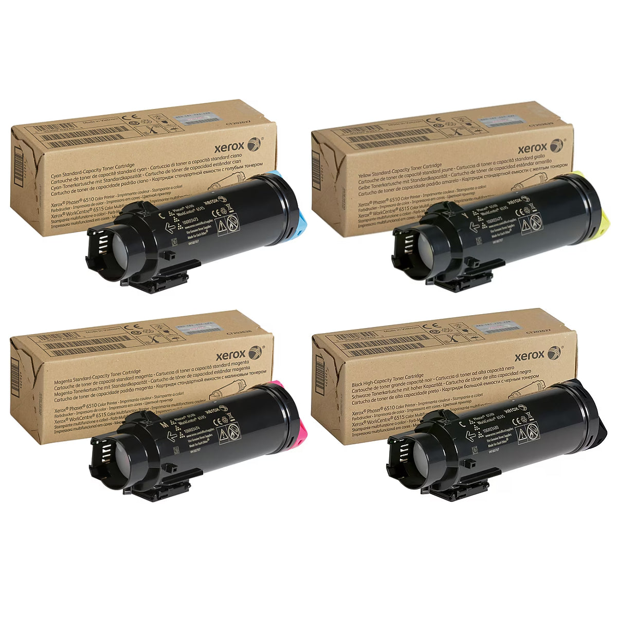Xerox 106R03480 Black High Yield, 106R03473, 106R03474, 106R03475 Cyan/Magenta/Yellow Standard Yield Toner Cartridge Set, Pack Of 4 - DealJustDeal
