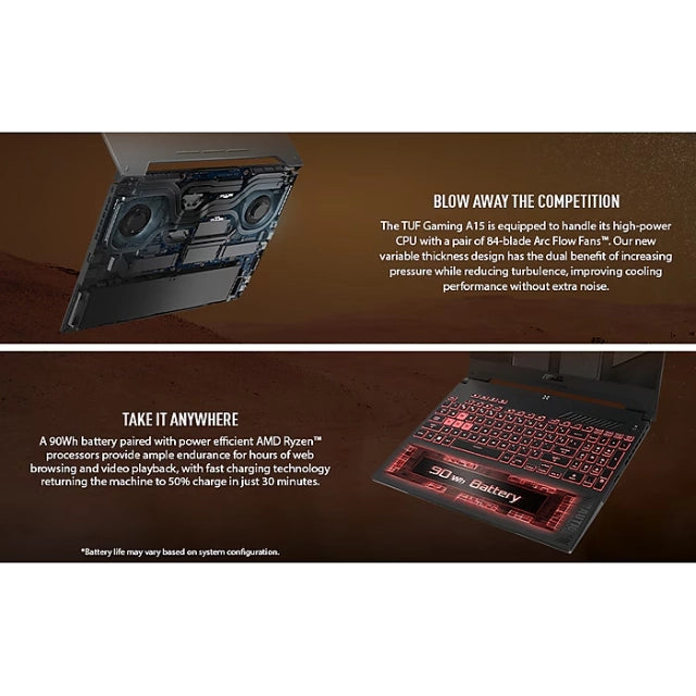 ASUS TUF A15 15.6" FHD 144Hz Gaming Laptop, RTX 4060, AMD Ryzen 5 7535HS, 16GB RAM, 512GB SSD - DealJustDeal