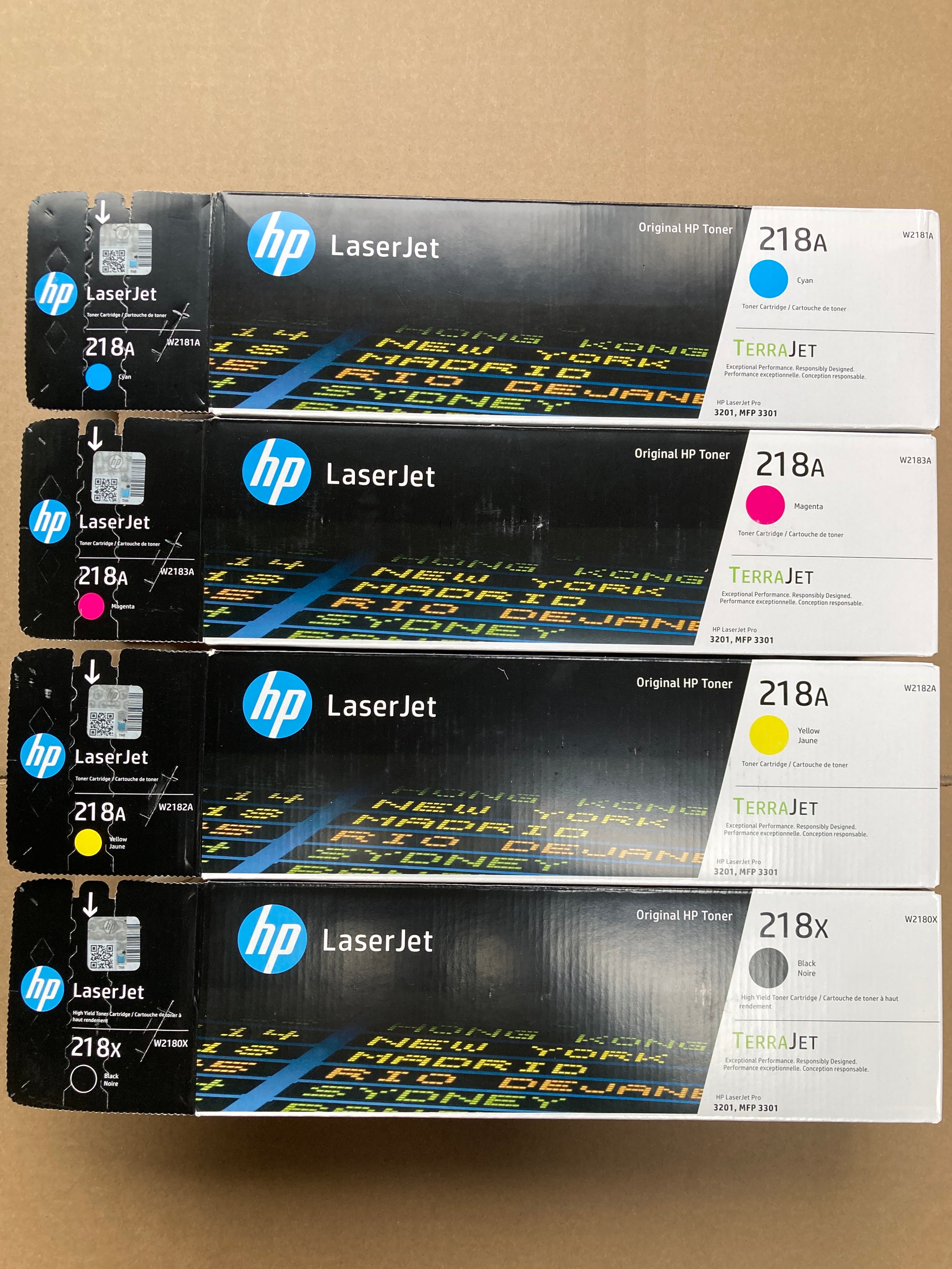 USED - HP 218X Black High Yield, 218A Cyan/Magenta/Yellow Standard Yield Toner Cartridge, Pack Of 4 - DealJustDeal