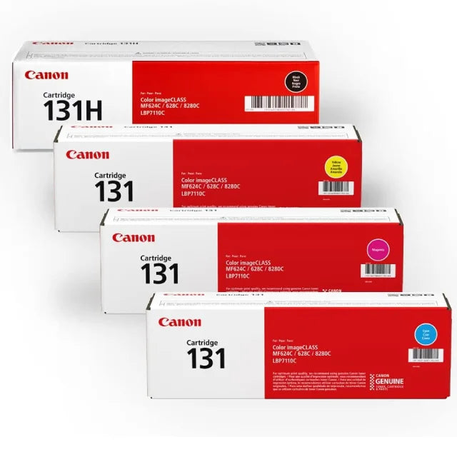 Canon 131 H Black High Yield, 131 Cyan/Magenta/Yellow Standard Yield Toner Cartridge, 4/Pack - DealJustDeal