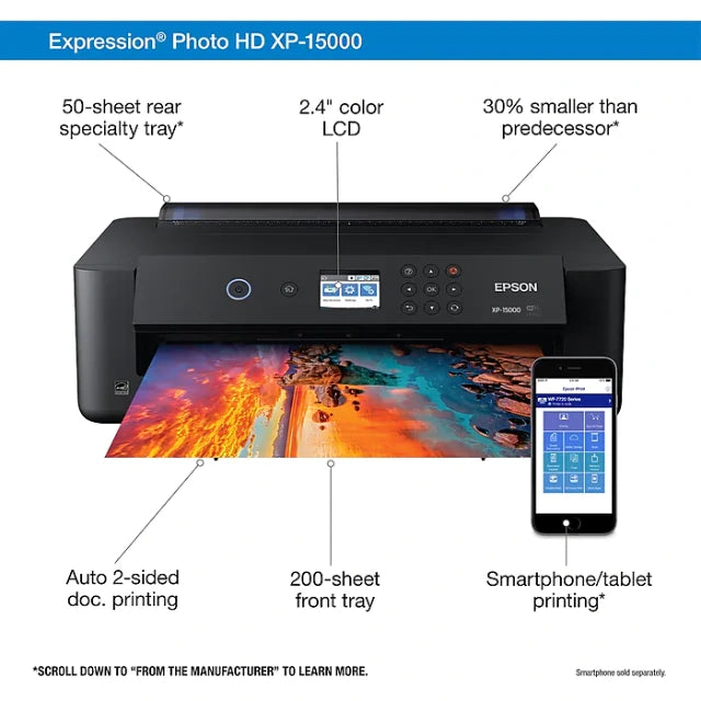 Epson Expression Photo XP-15000 Wireless Color Inkjet Printer, Single-Function, Print (9472517) - DealJustDeal