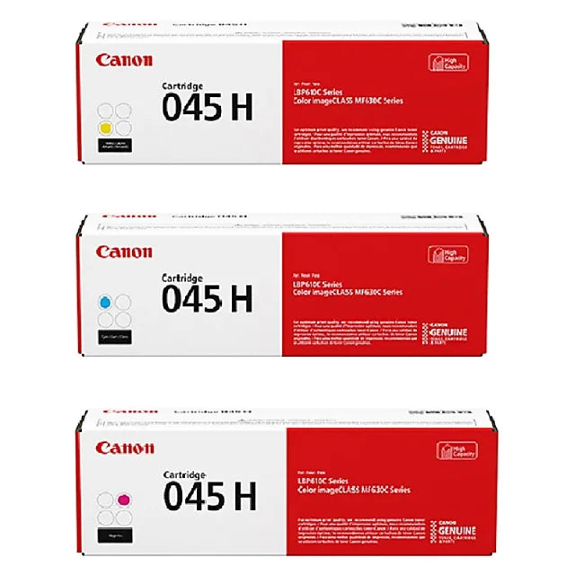 Canon 045 H Cyan, Magenta, Yellow High Yield Toner Cartridges Combo, 3 Packs - DealJustDeal