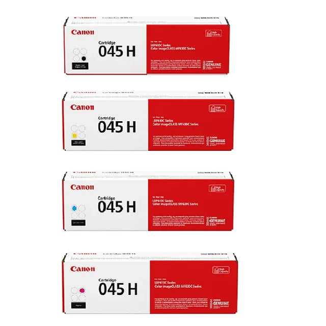 Canon 045 H Black, Cyan, Magenta, Yellow High Yield Toner Cartridges Combo, 4 Packs - DealJustDeal