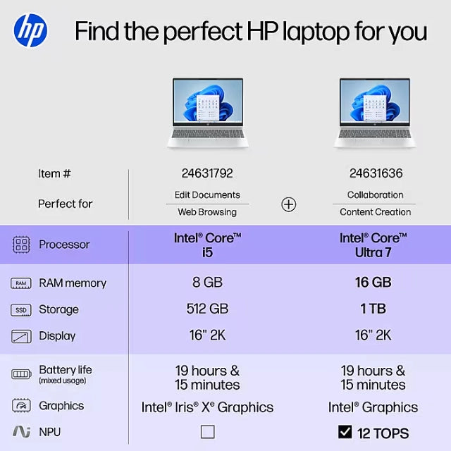 HP OmniBook 5 16" 2K Laptop, Copilot+PC, Intel Core Ultra 7 255U, 16GB RAM, 1TB SSD, +19 Hour - DealJustDeal