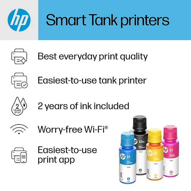 HP Smart Tank 6001 Wireless All-in-One Color Ink Tank Printer Scanner Copier, 2 years ink included (2H0B9A) - DealJustDeal