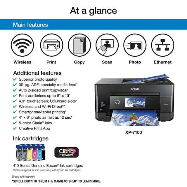 Epson Expression Premium XP-7100 Wireless Color Inkjet Printer, All-In-One (9472519) - DealJustDeal
