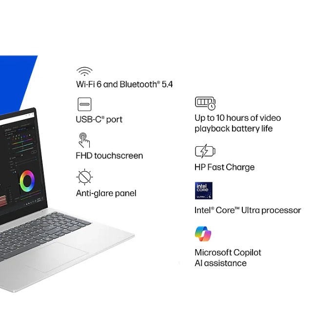 HP 15.6" FHD Touchscreen Laptop, Intel Core Ultra 5 125H, 24GB RAM, 512GB SSD - DealJustDeal