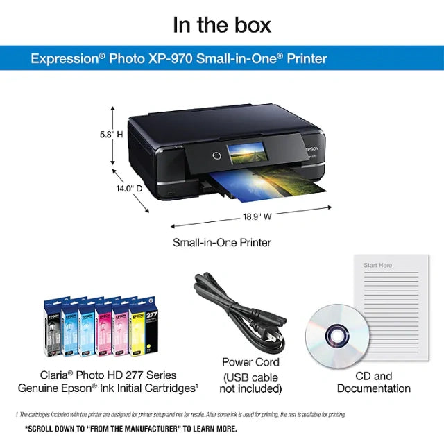 Epson Expression Photo XP-970 Wireless Color Inkjet Printer, All-In-One, Print, Scan, Copy (9472534) - DealJustDeal