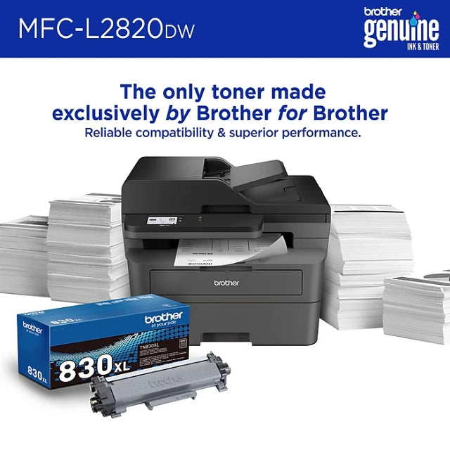 Brother MFC-L2820DW Compact Wireless Black & White Printer, All-In-One, Print, Scan, Copy, Fax, Refresh Subscription Ready - DealJustDeal