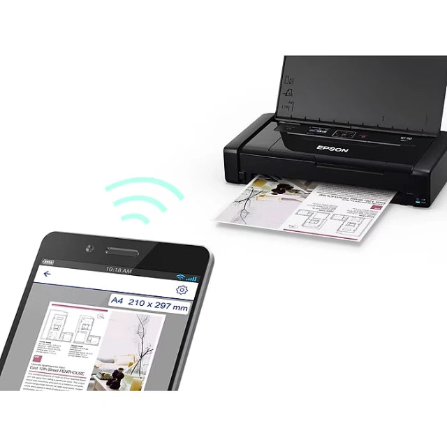 Portable Epson WorkForce WF-110 Wireless Color Inkjet Printer, Single-Function, Print (9472520) - DealJustDeal