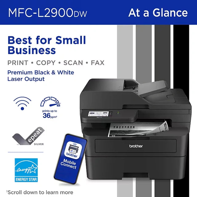 Brother MFC-L2900DW Laser Printer, All-In-One, Print, Scan, Copy, Fax - DealJustDeal