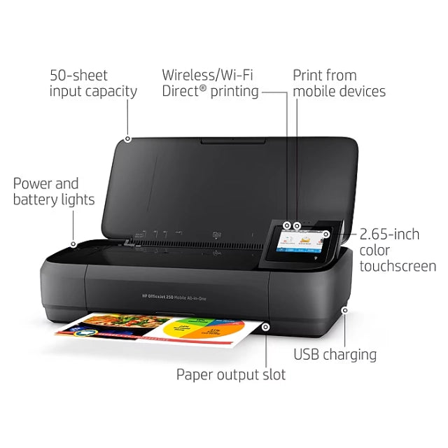 HP OfficeJet 250 Portable Wireless Color All-In-One Inkjet Printer, Print, Scan, Copy (CZ992A) - DealJustDeal