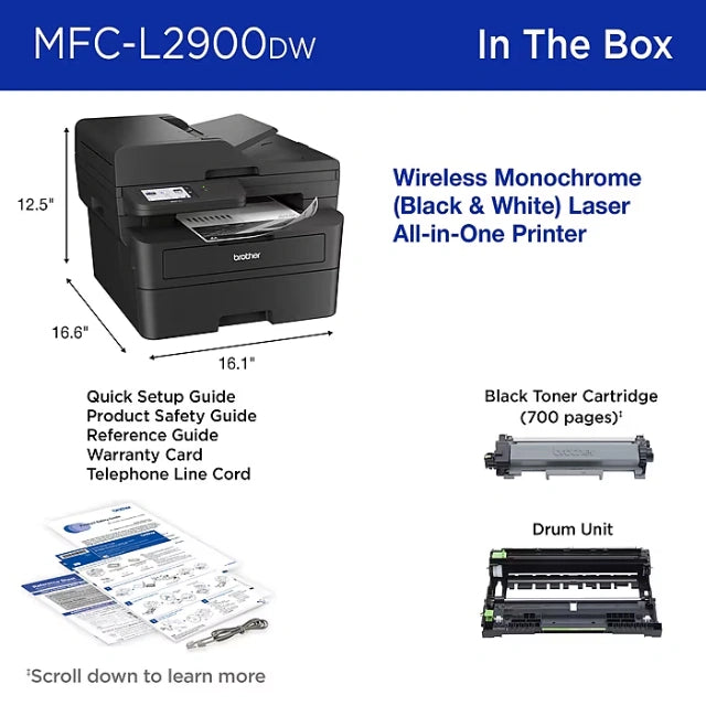 Brother MFC-L2900DW Laser Printer, All-In-One, Print, Scan, Copy, Fax - DealJustDeal