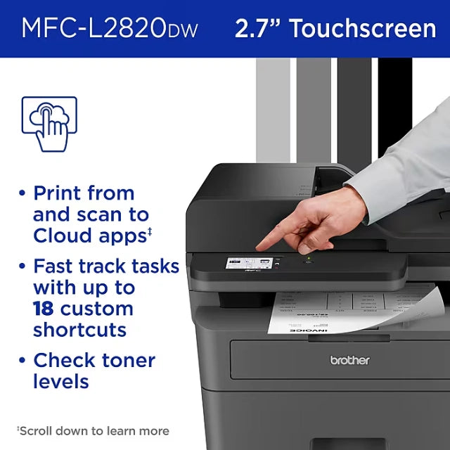 Brother MFC-L2820DW Compact Wireless Black & White Printer, All-In-One, Print, Scan, Copy, Fax, Refresh Subscription Ready - DealJustDeal