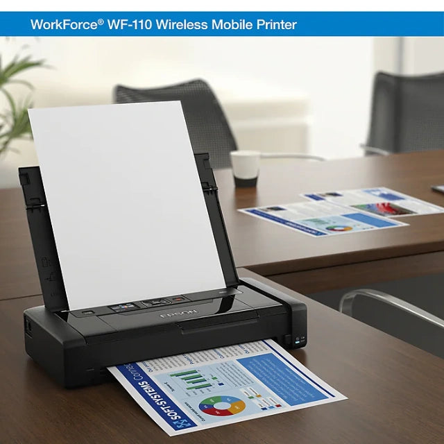 Portable Epson WorkForce WF-110 Wireless Color Inkjet Printer, Single-Function, Print (9472520) - DealJustDeal