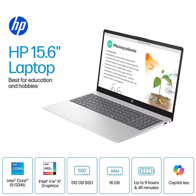 HP 15.6" FHD Laptop, Intel Core i5-1334U, 16GB RAM, 512GB SSD, Fingerprint - DealJustDeal