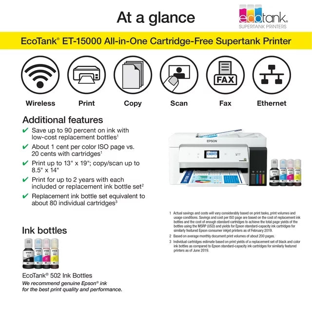 Epson EcoTank ET-15000 Wireless Color All-In-One Inkjet Printer - DealJustDeal