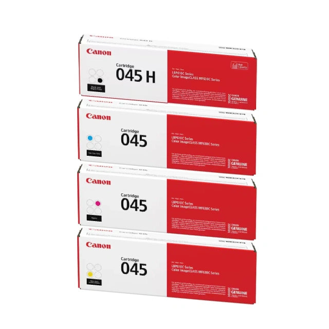 Canon 045 H Black High Yield, 045 Cyan/Magenta/Yellow Standard Yield Toner Cartridge, Pack Of 4 - DealJustDeal