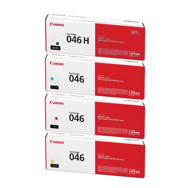 Canon 046 H Black High Yield, 046 Cyan/Magenta/Yellow Standard Yield Toner Cartridge, Pack Of 4 - DealJustDeal