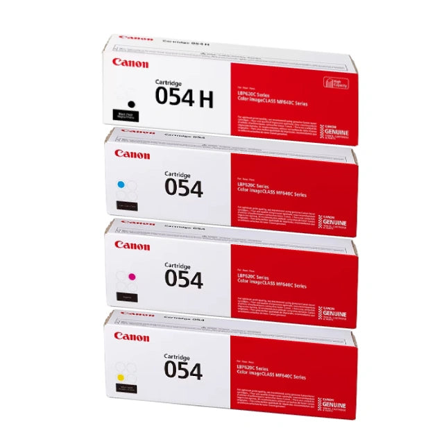 Canon 054 H Black High Yield, 054 Cyan/Magenta/Yellow Standard Yield Toner Cartridge, Pack Of 4 - DealJustDeal
