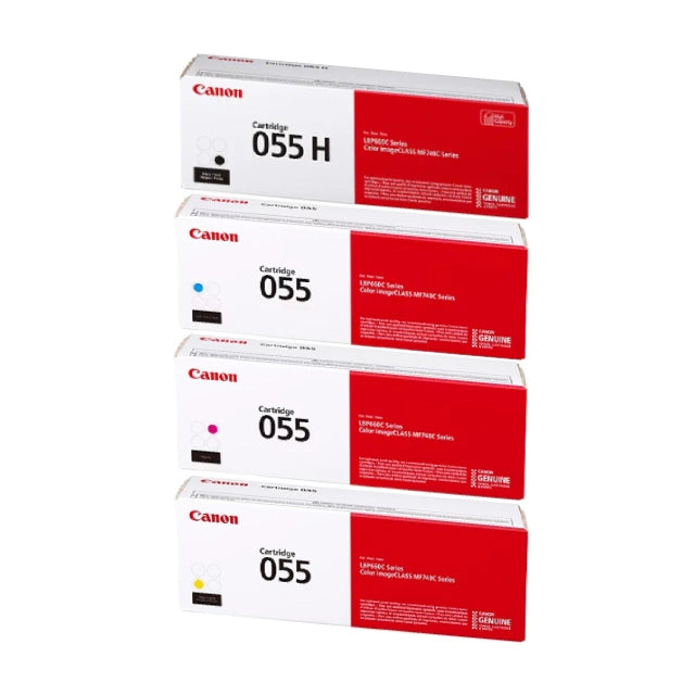 Canon 055 H Black High Yield, 055 Cyan/Magenta/Yellow Standard Yield Toner Cartridge, Pack Of 4 - DealJustDeal