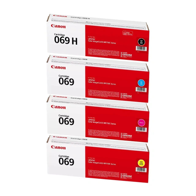 Canon 069 H Black High Yield, 069 Cyan/Magenta/Yellow Standard Yield Toner Cartridges Set, Pack Of 4 - DealJustDeal
