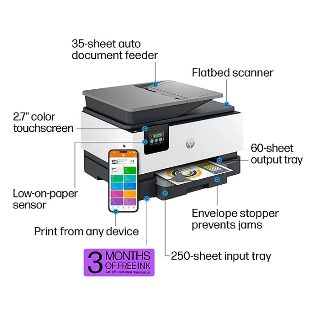 HP OfficeJet Pro 9125e Wireless Color All-In-One Inkjet Printer