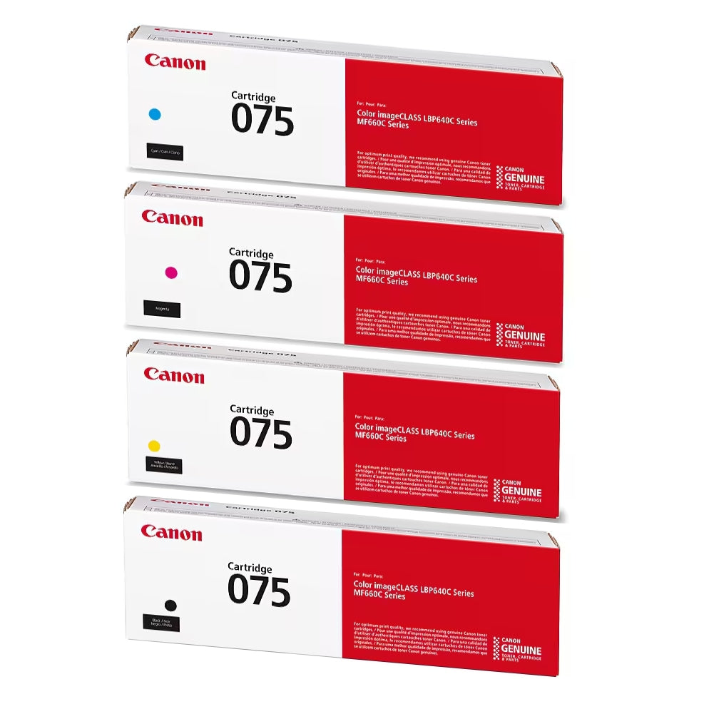 Canon 075 Black/Cyan/Magenta/Yellow Standard Yield Toner Cartridge, Pack Of 4 - DealJustDeal