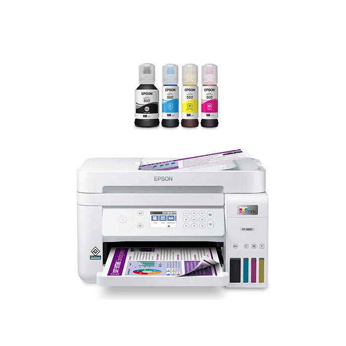 EcoTank ET-3850 Wireless Color All-in-One Cartridge-Free Supertank Printer with Scanner, Copier, ADF and Ethernet