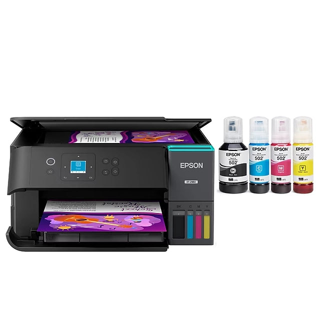Epson EcoTank ET-2980 Wireless All-in-One Color Supertank Printer, Black (C11CL41201)